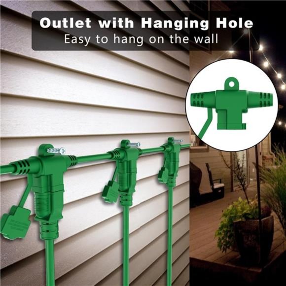 Outdoor Extension Cord 50 FT,Evenly Spaced 6Outlets Plugs,16/3 SJTW Weatherproof - Picture 2 of 6